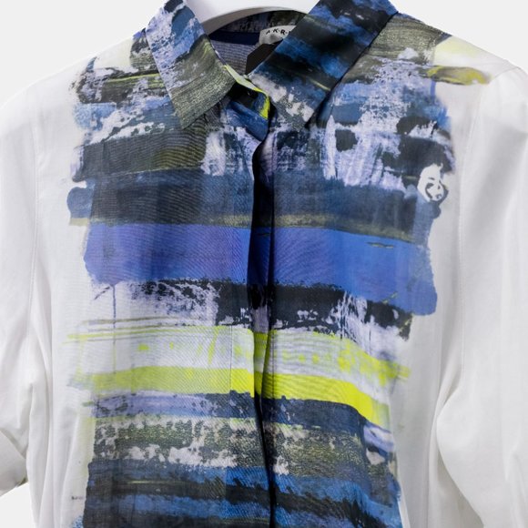 Akris Punto White Silk Watercolor Shirt - Picture 3 of 11